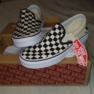 🏁Black & White Checkerboard Slip On VANS🧗‍♂️